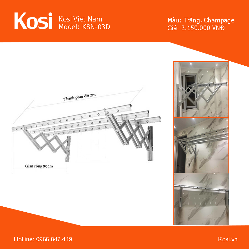 Giàn phơi xếp ngang Kosi KSN-03D 1 Giàn phơi xếp ngang Kosi KSN-03D 1