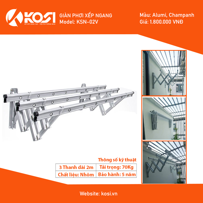 Giàn phơi xếp ngang KOSI KSN-02V 1